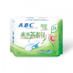 ABC夜用纤薄网感棉柔表层卫生巾8片(含澳洲茶树精华) N82