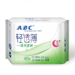 ABC卫生巾超级薄夜用茶树精华网感棉柔8片N84（5箱起订）