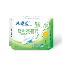 ABC日用亲柔立围网感棉柔-澳洲茶树精华（8片240mm)型号：N81