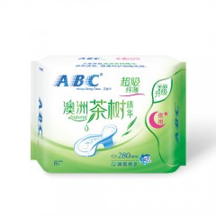 ABC夜用亲柔立围纤薄网感棉柔-澳洲茶树精华（8片280mm)型号：N82